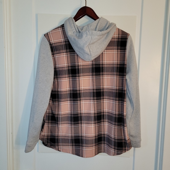 LA Barbie Plaid Button-up Hoodie Sweater Women's XL - Picture 7 of 7